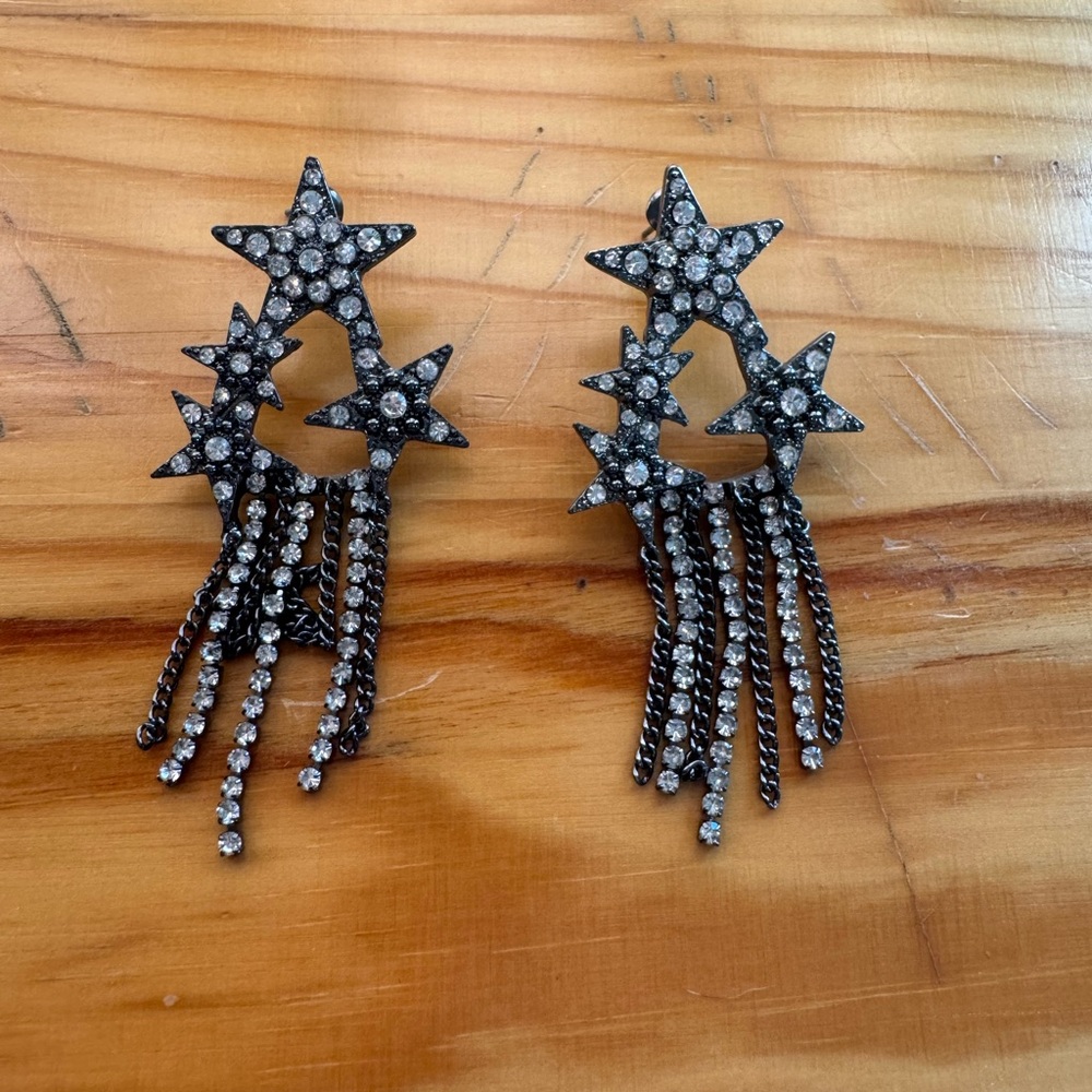 Black Bejeweled Star Earrings